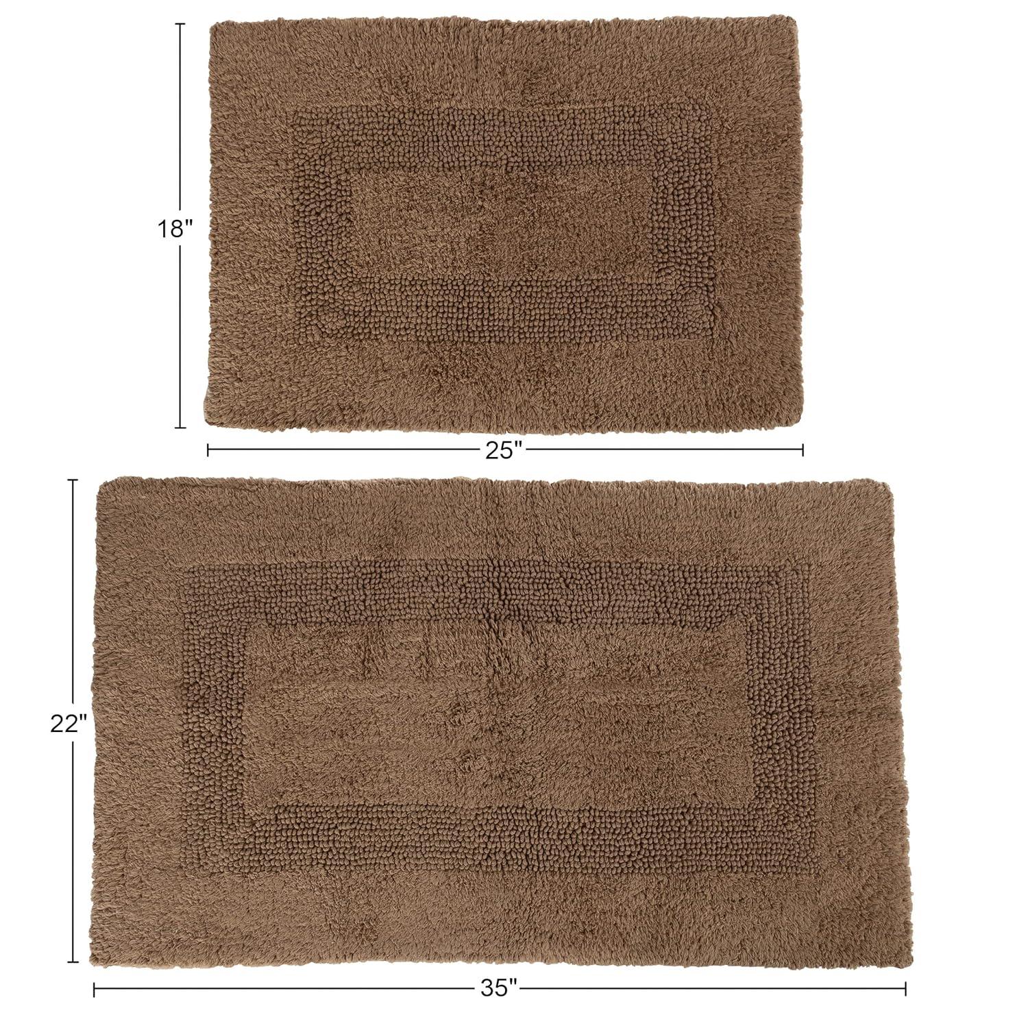 Taupe Cotton 2-Piece Machine Washable Bath Rug Set