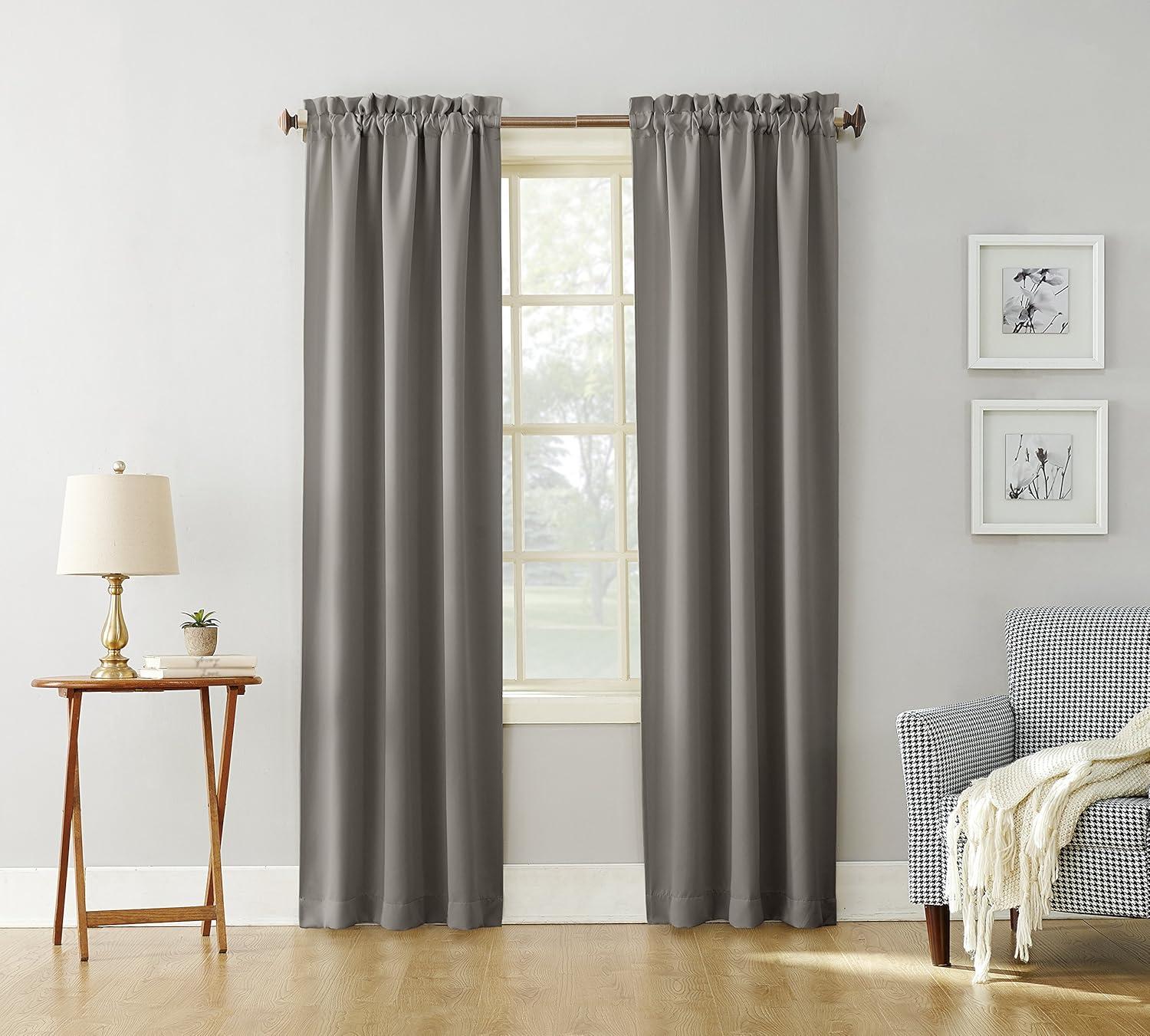 40"x84" Sun Zero Blackout Kenneth Energy Saving Rod Pocket Curtain Panel Gray: Thermal Insulated, Noise Reduction