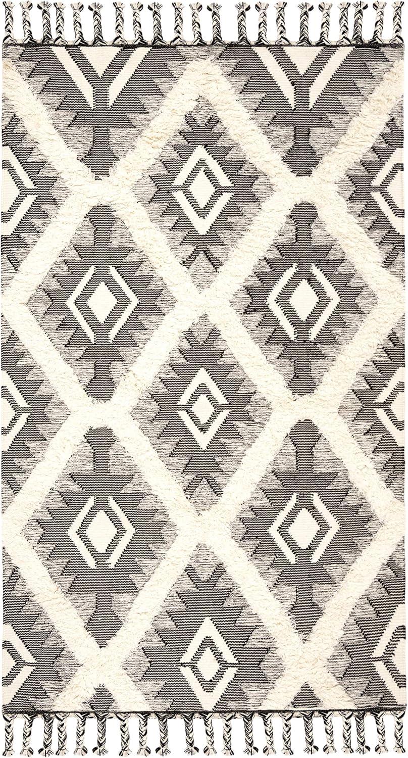 Foundry Select Cedarvale Kenya Hand Knotted Wool/Cotton Southwestern Rug in Ivory/Black