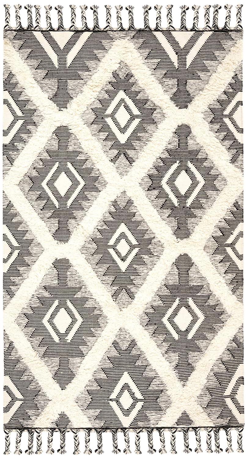 Foundry Select Cedarvale Kenya Hand Knotted Wool/Cotton Southwestern Rug in Ivory/Black