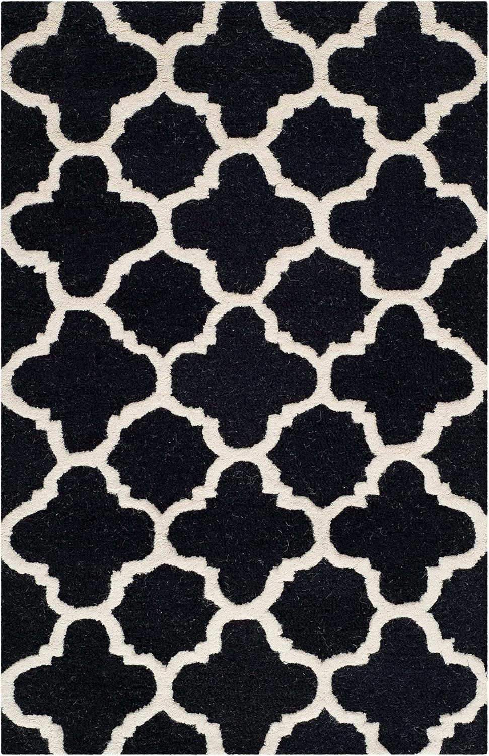 SAFAVIEH Cambridge Leonard Geometric Wool Area Rug, Black/Ivory, 2' x 3'