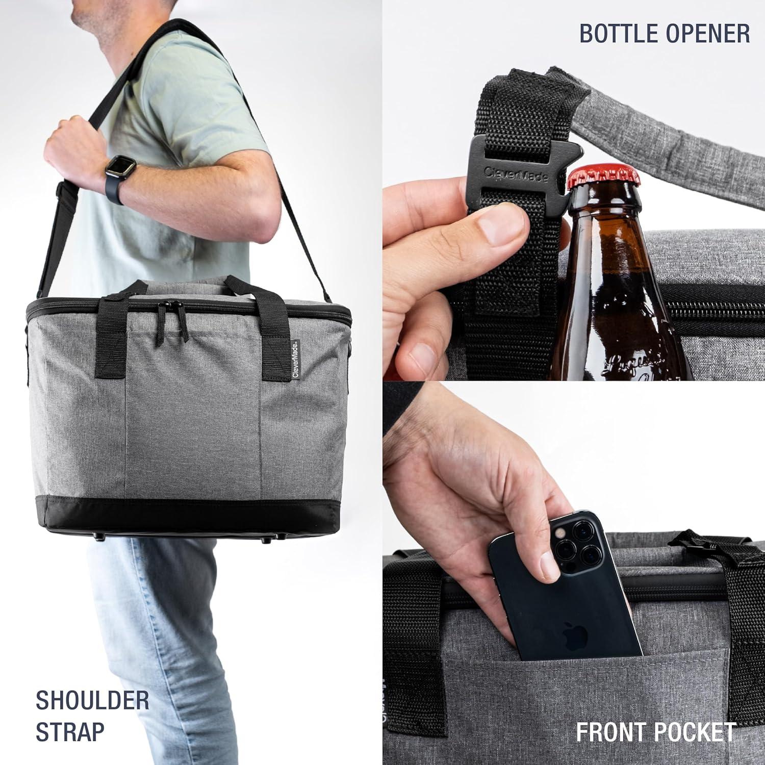 CleverMade Collapsible Tahoe Cooler - 50 Can - Heather Cool Gray/Midnight Black