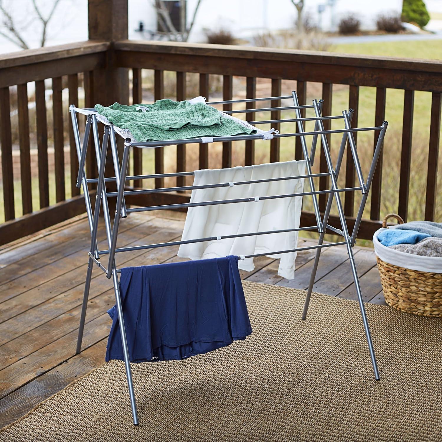 Household Essentials Clothes Drying Rack, Foldable, Expandable & Collapsible: Steel, 22 lb Capacity, 5.3 sq ft Drying Area