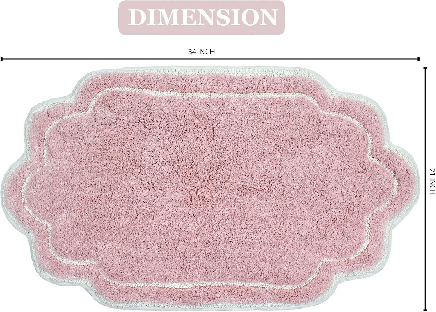 Home Weavers Inc Home Weavers Allure Collection Absorbent Cotton, Machine Washable and Dry Bath Rugs Pink 21"x34"