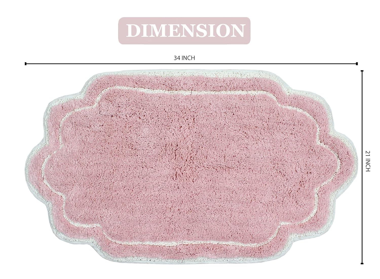 Home Weavers Inc Home Weavers Allure Collection Absorbent Cotton, Machine Washable and Dry Bath Rugs Pink 21"x34"