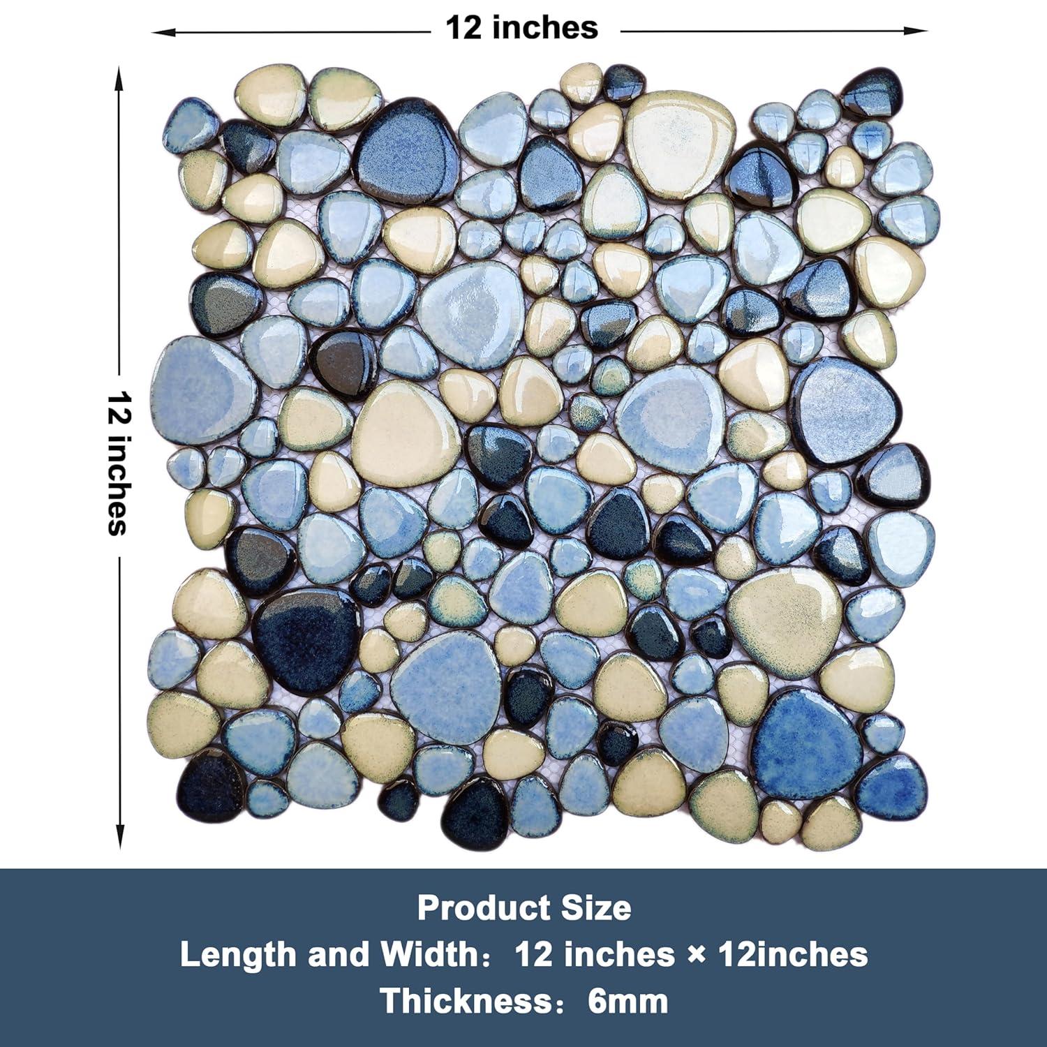 Blue Porcelain Pebbles / Rocks Wall & Floor Tile