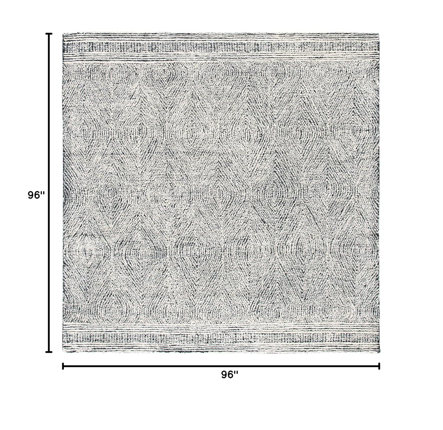 Abstract ABT340 Handmade Indoor Area Rug - Ivory/Charcoal - 8'x8' - Safavieh