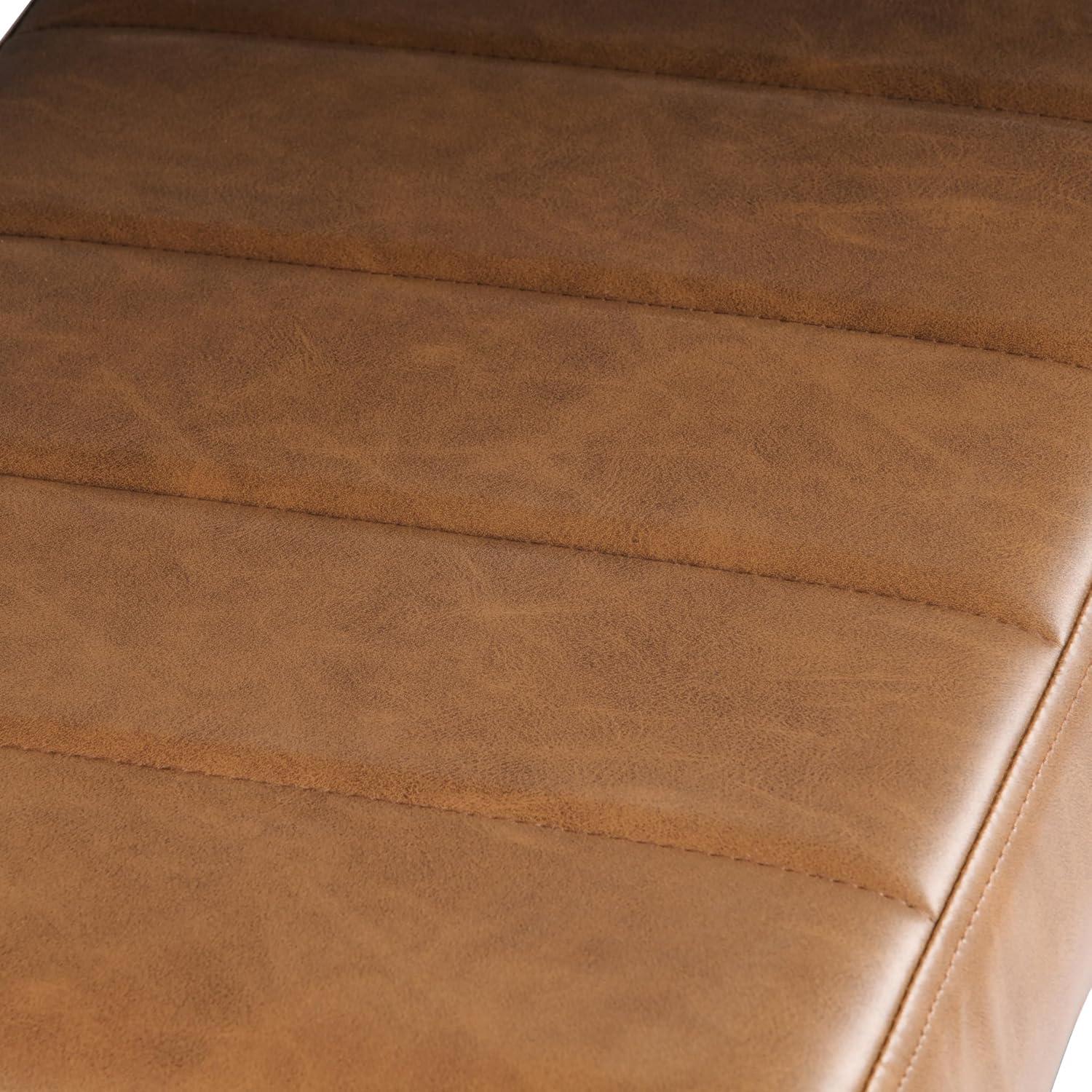 HomePop Theodore Channel Tufted Small Ottoman - Carmel Faux Leather