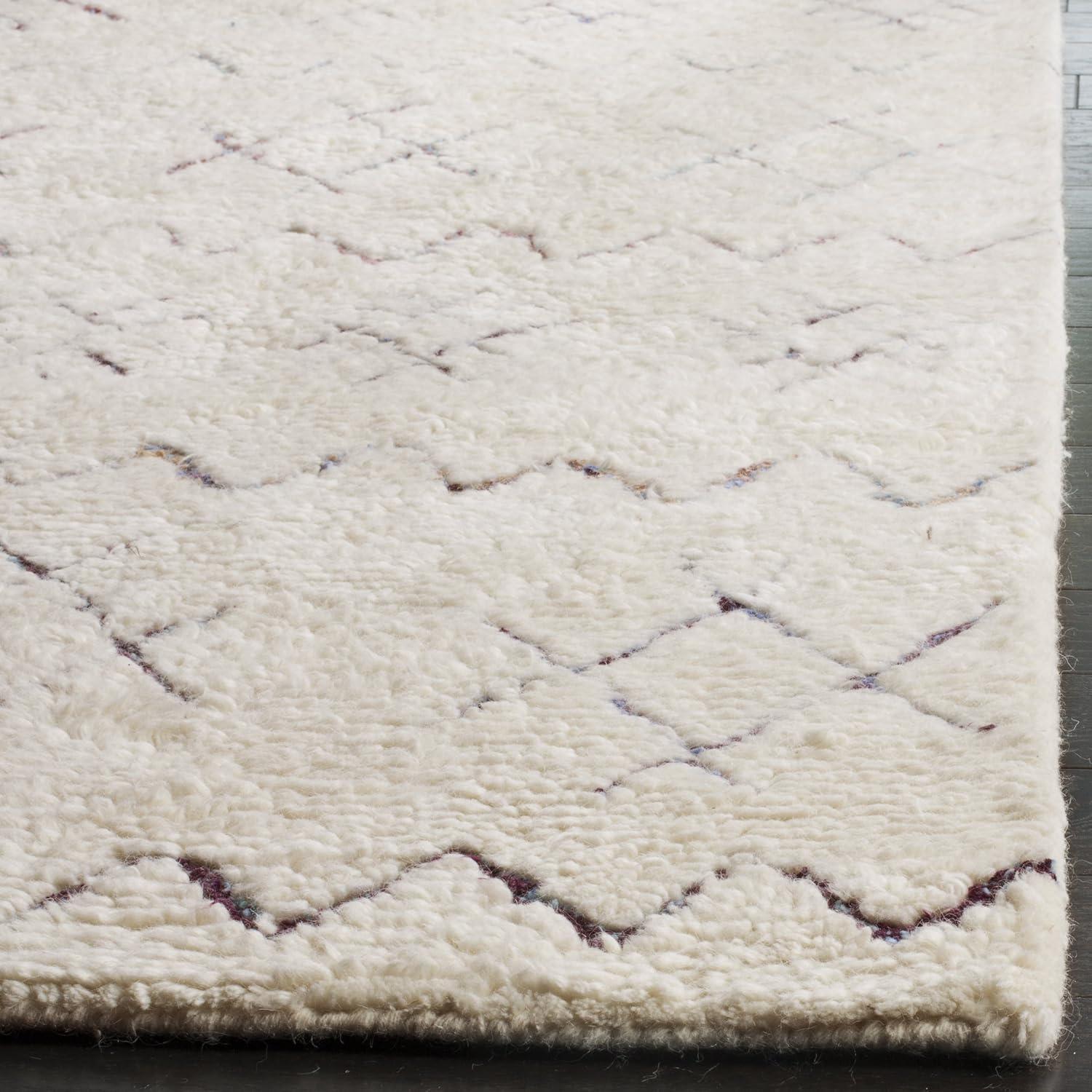 SAFAVIEH Casablanca Corrine Geometric Shag Area Rug, Ivory/Multi, 6' x 9'