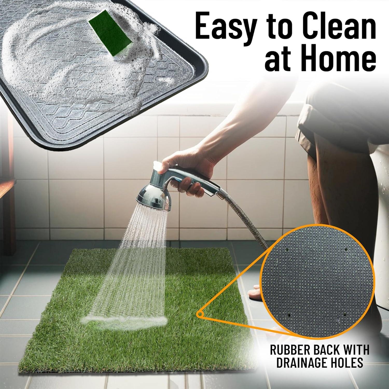 Ottomanson Pet Training Non-Slip Indoor/Outdoor Tray with Reusable Grass Pad