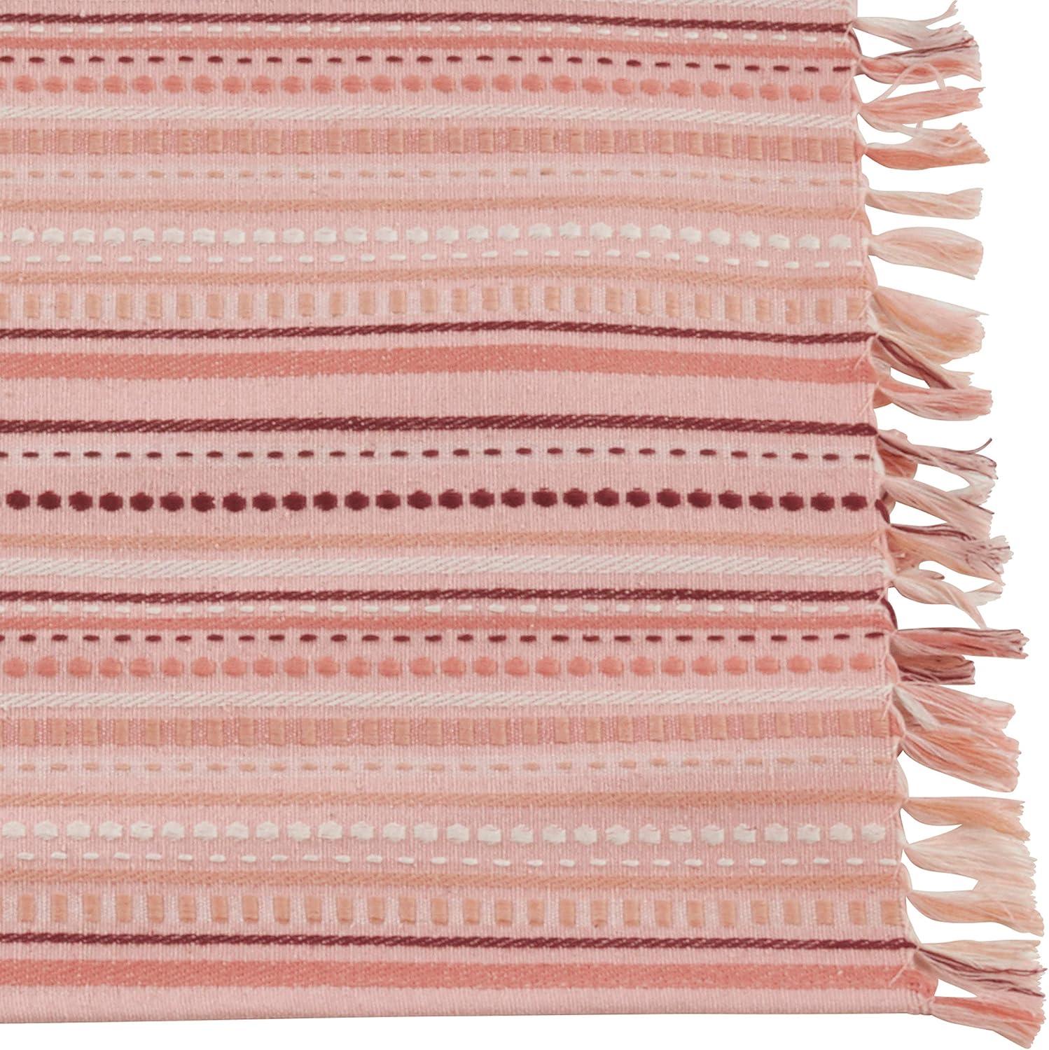 Salmon Cotton Rectangular Stitched Table Mats, Set of 4