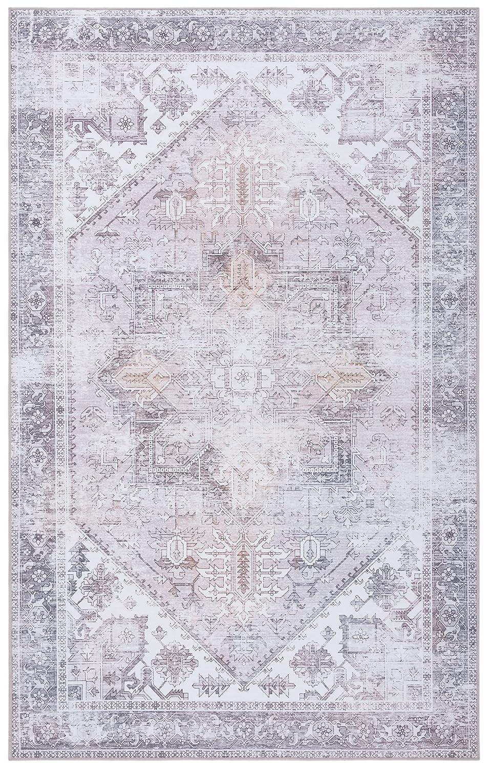 Tucson TSN102 Power Loomed Machine Washable Area Rug - Beige/Grey - 3'x5' - Safavieh.