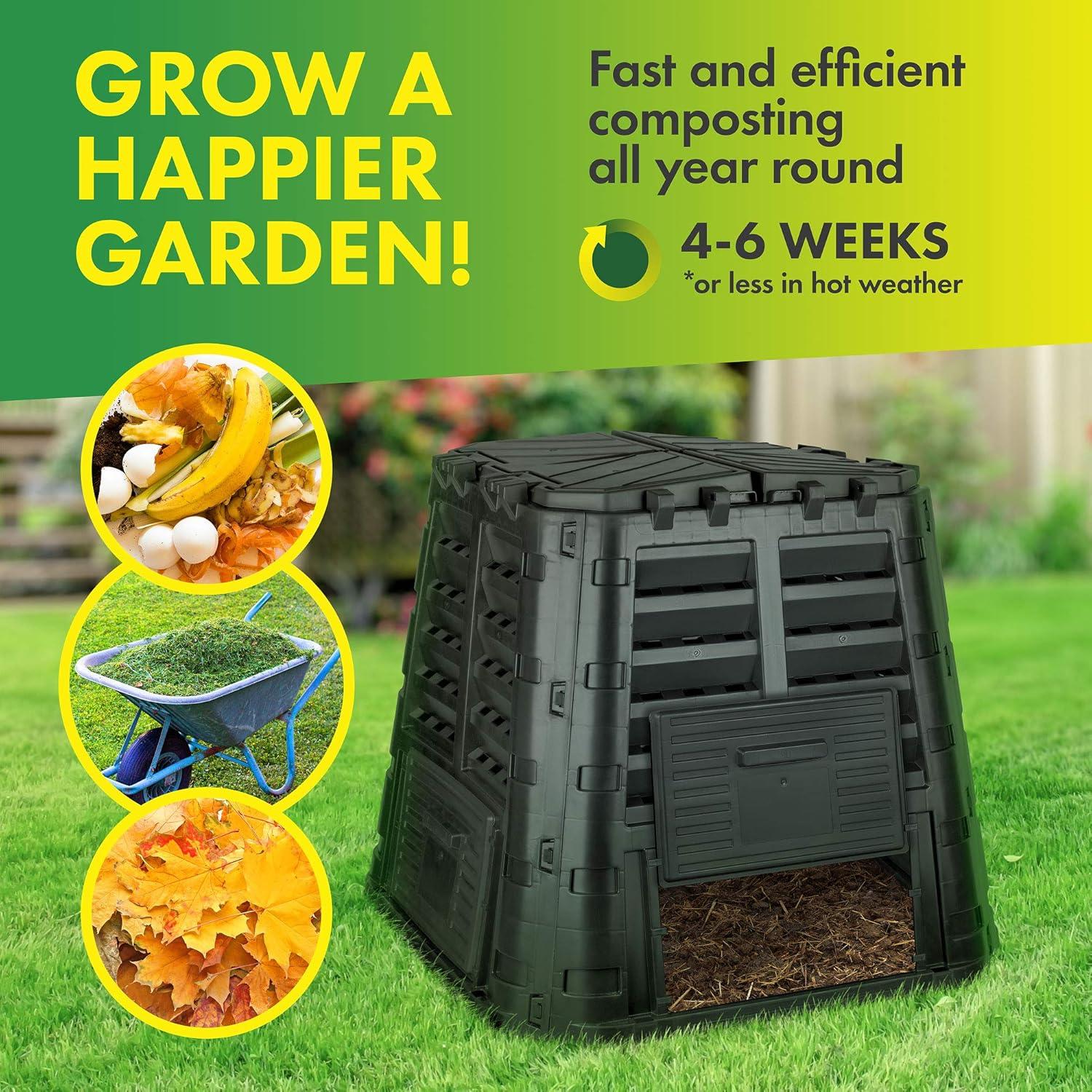 110 Gallon Black Recycled Plastic Outdoor Compost Bin