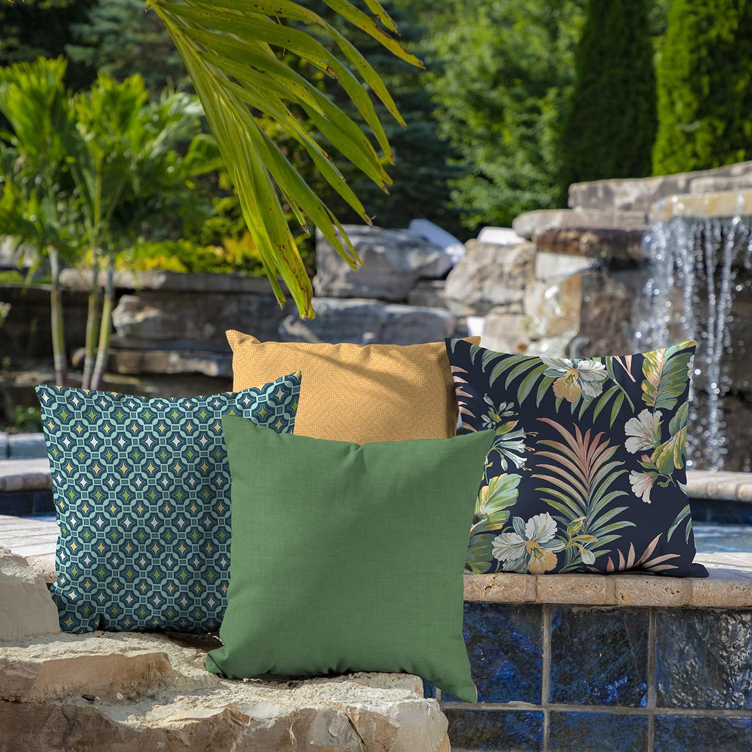 Moss Green Outdoor Square Toss Pillow Set, 16 x 16