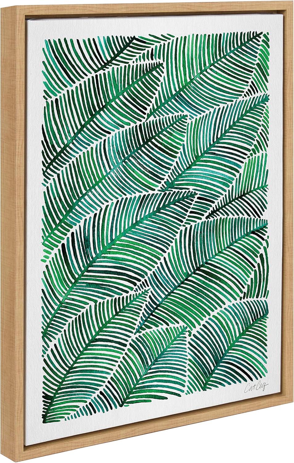 18" x 24" Sylvie Tropical Leaves Framed Canvas by Cat Coquillette Natural - Kate and Laurel