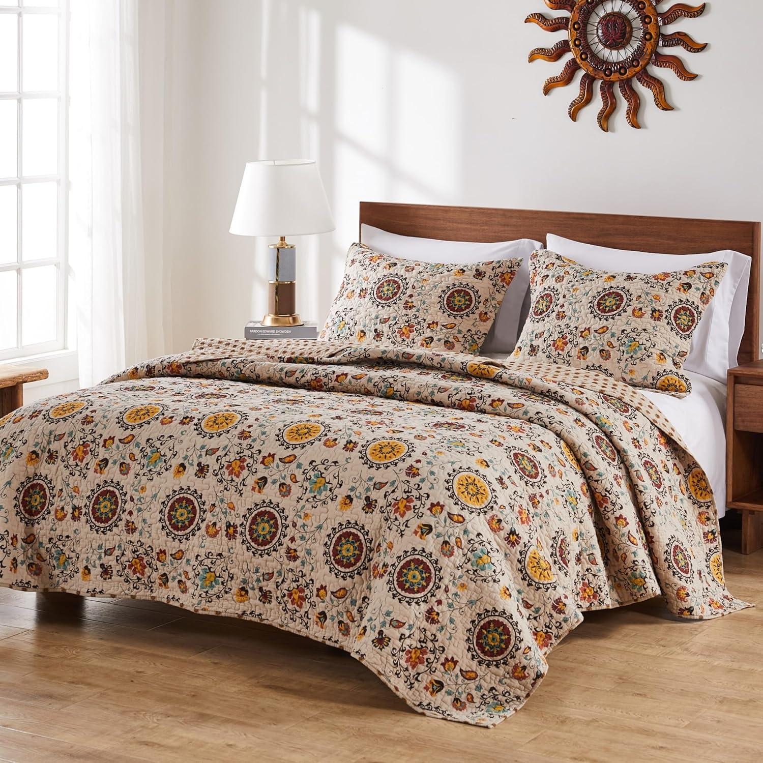 Andorra Medallion Cotton Reversible Quilt Set
