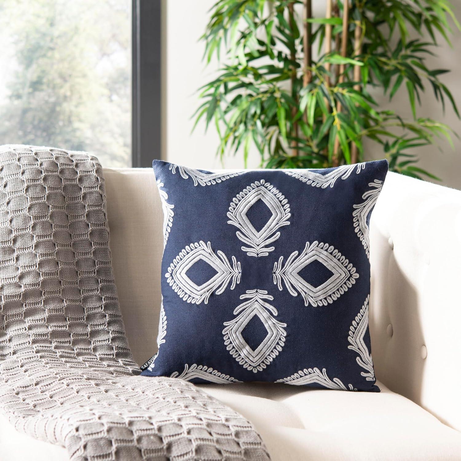 Blossom Pillow - Navy/Periwinkle - 16"X16" - Safavieh