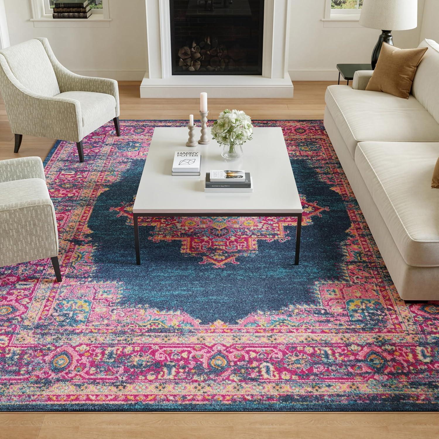 Nourison Passion Medallion Bohemian Indoor Rug Blue 6'7" x 9'6"