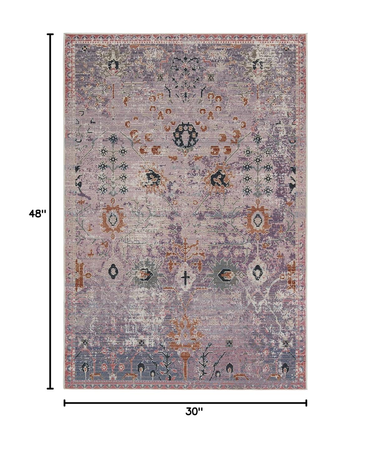 2'6"x4' Elva Indoor/Outdoor Oriental Area Rug Purple/Gold - Jaipur Living: Mid-Century Modern Floral, Weather-Resistant