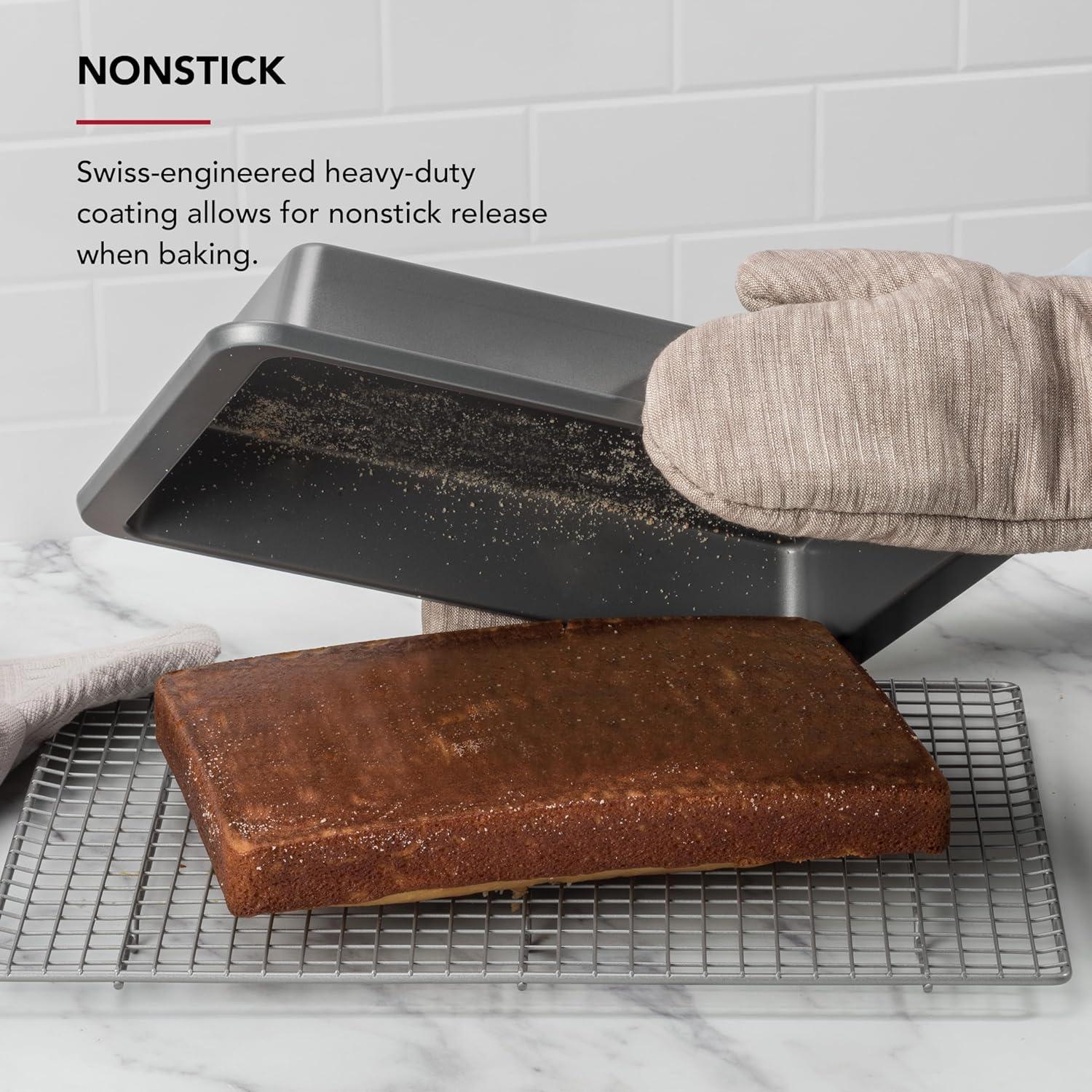 KitchenAid Aluminized Steel Nonstick 9x13-inch Sheet Cake Pan and Baking Dish, Contour Silver