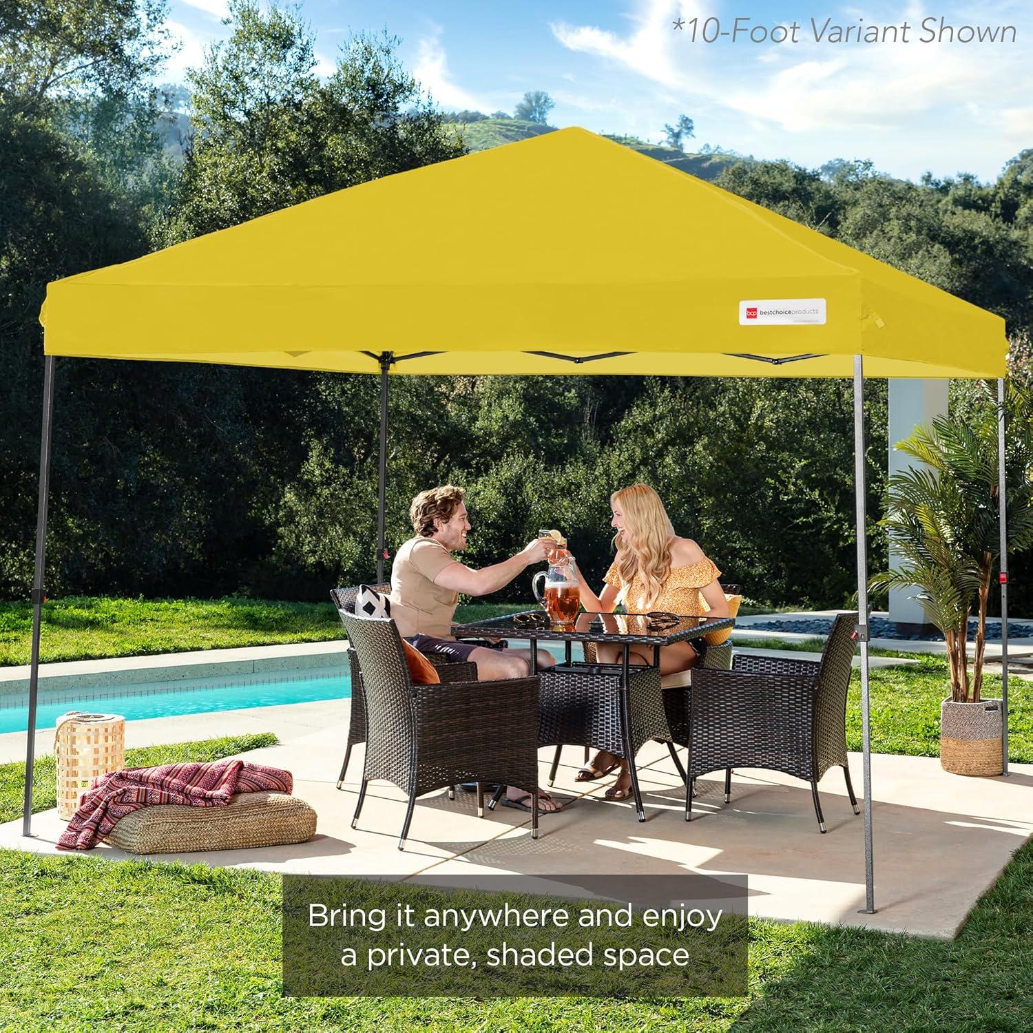 Best Choice Products Easy Setup Pop Up Canopy W/ 1-Button Setup, Wheeled Case, 4 Weight Bags