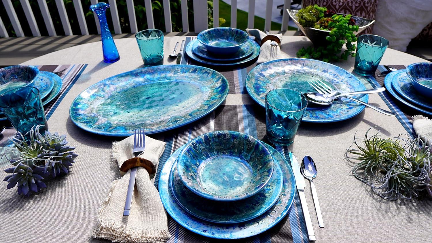 Certified International Radiance 12 Piece 100% Heavyweight Melamine Dinnerware Set, Service for 4 (Available in TEAL or CREAM)