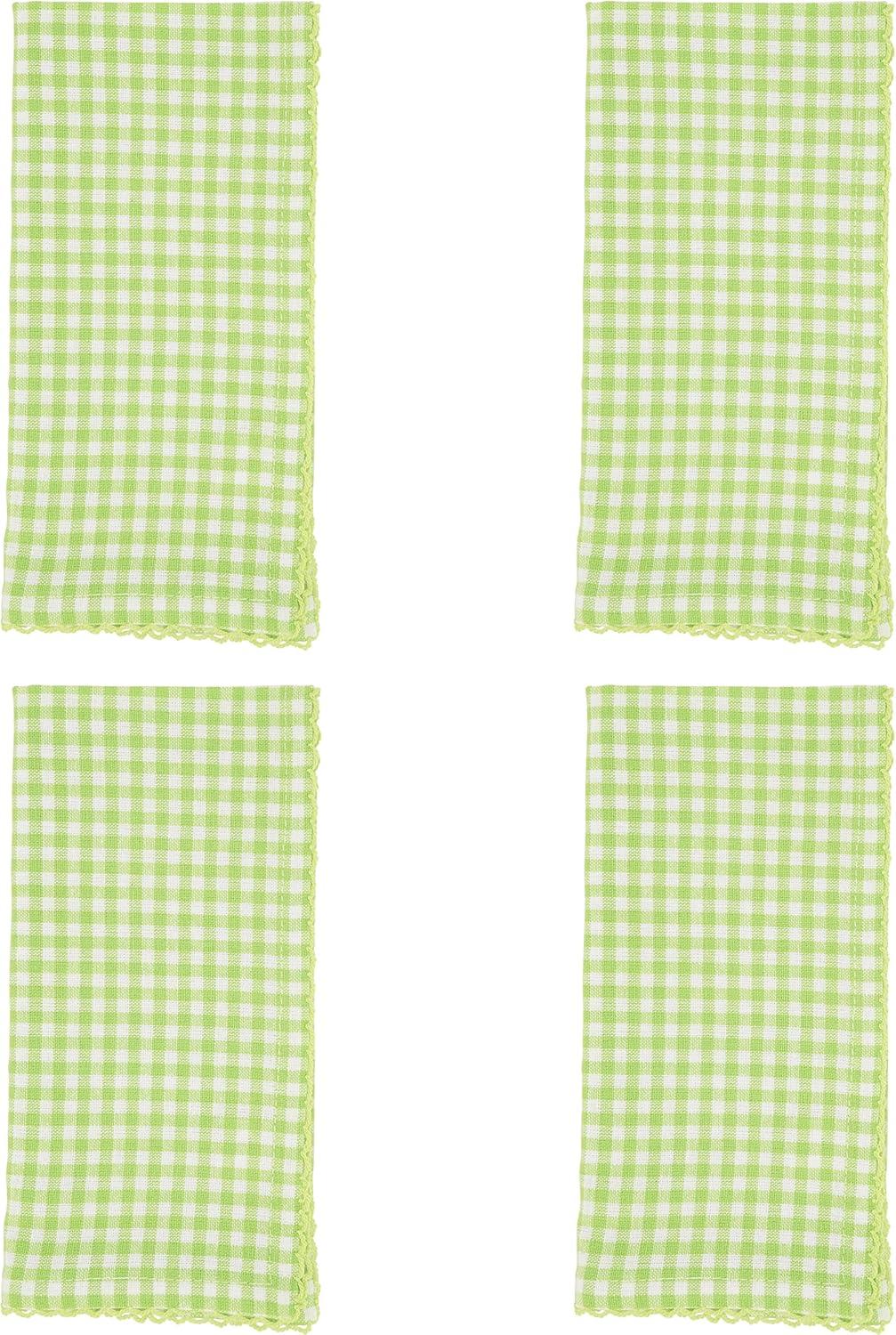 Saro Lifestyle Table Napkins With Gingham Design, Green, (Set of 4 pcs)