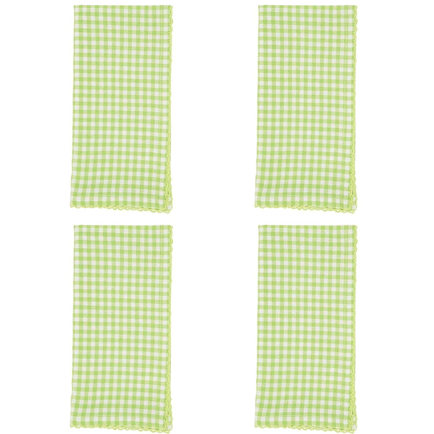 Saro Lifestyle Table Napkins With Gingham Design, Green, (Set of 4 pcs)