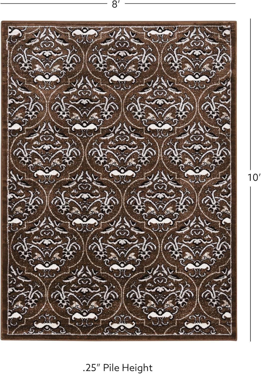 Linon Elegance England Power Loomed Polypropylene 8'x10' Rug in Brown