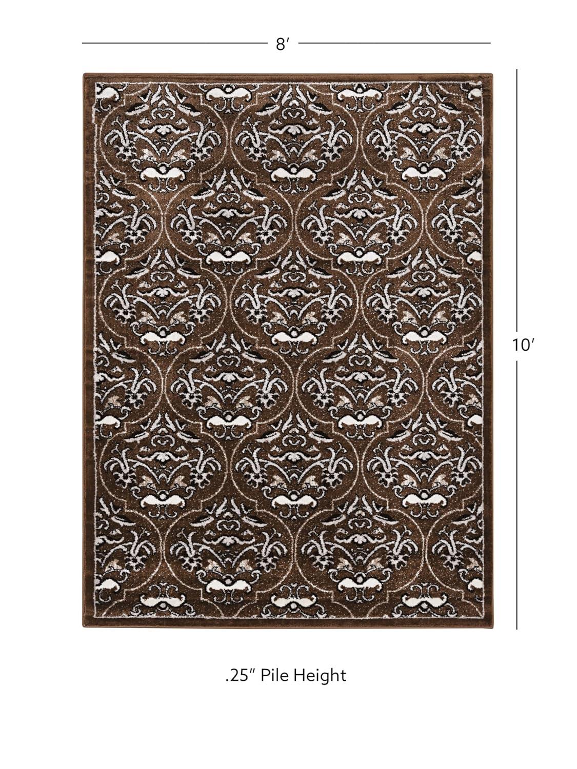 Linon Elegance England Power Loomed Polypropylene 8'x10' Rug in Brown