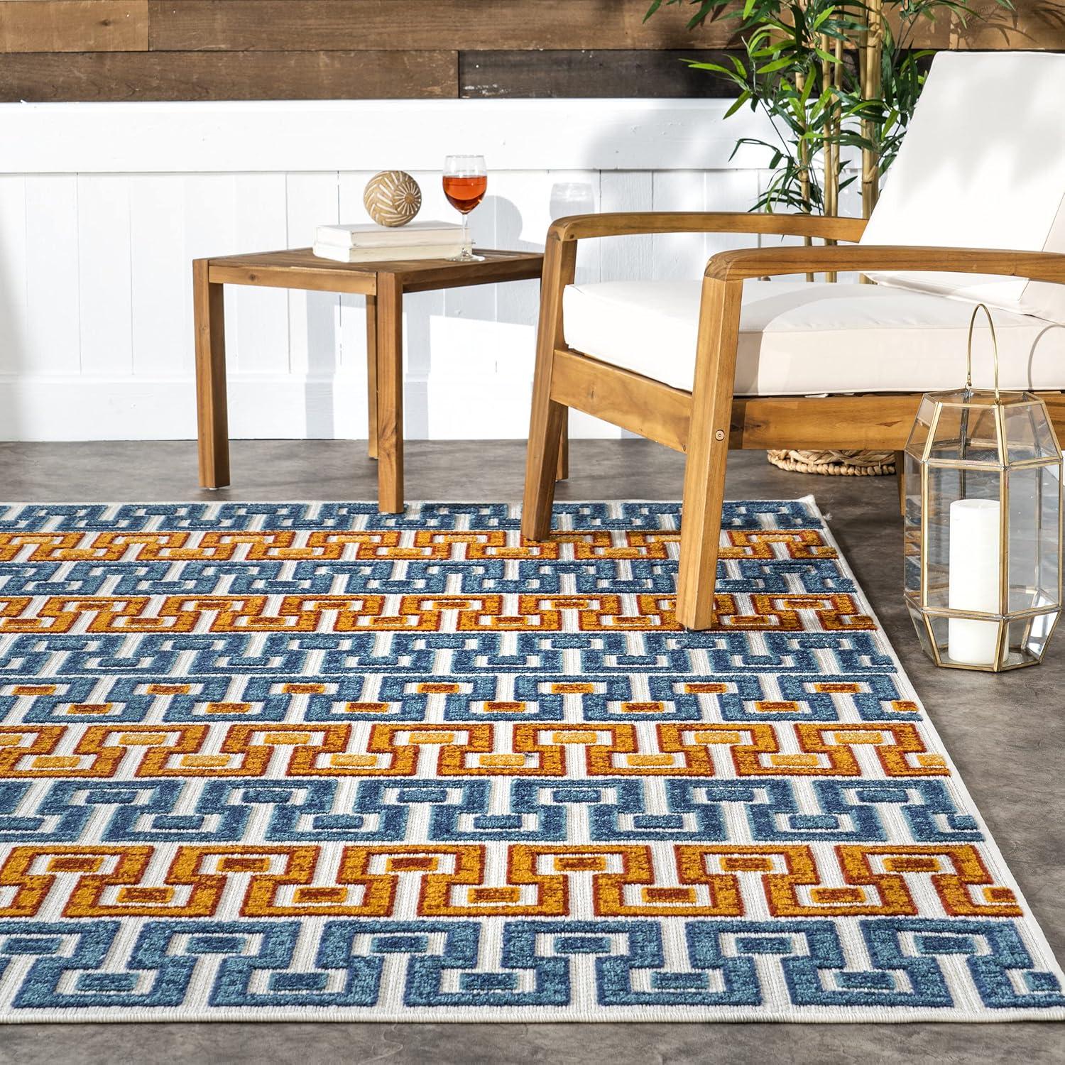 Nuloom Rochel Mediterranean Indoor/Outdoor Patio Area Rug 5' x 8' in Blue