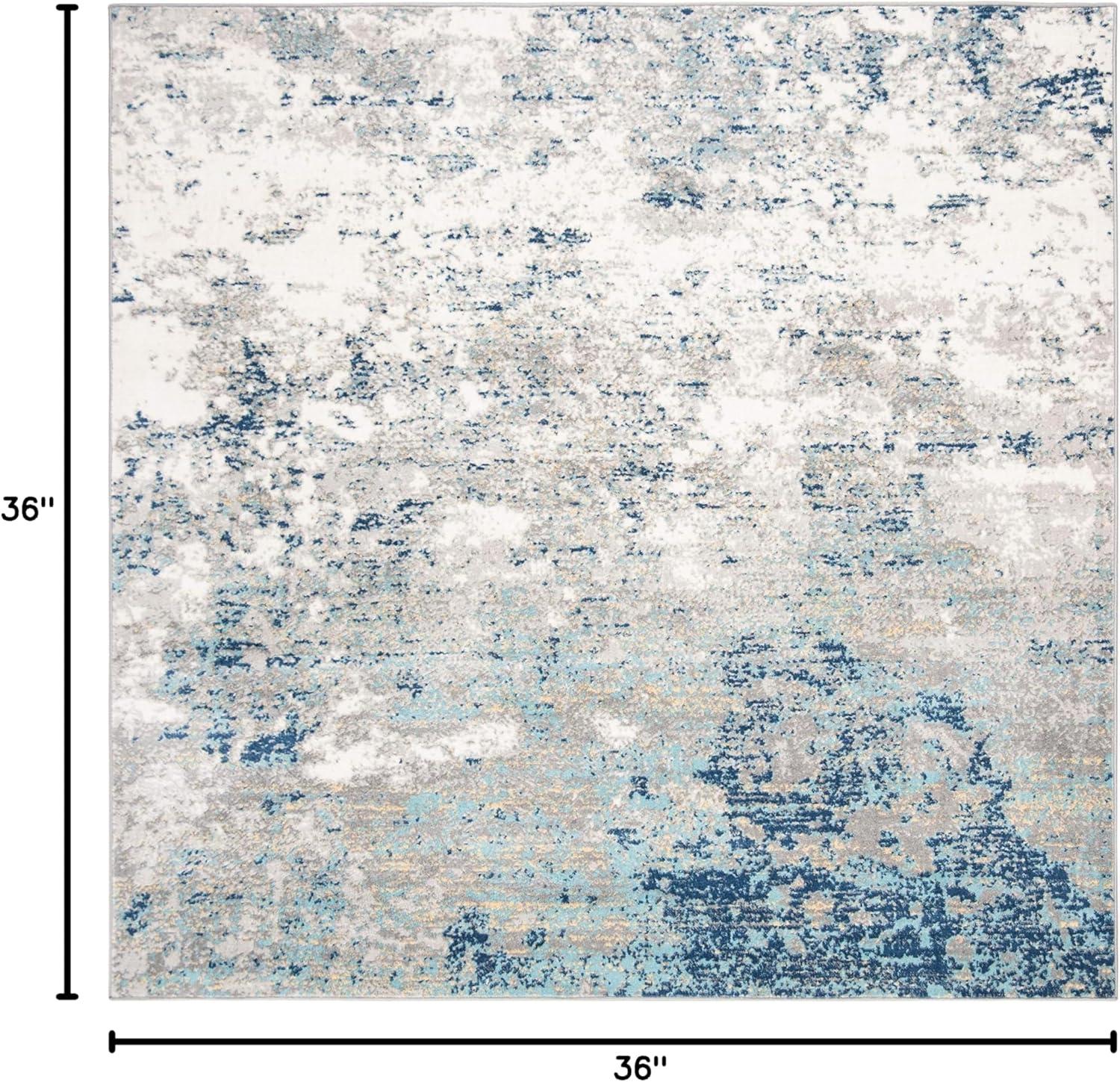 Brentwood BNT822 Power Loomed Area Rug - Light Grey/Blue - 3'x3' - Safavieh.