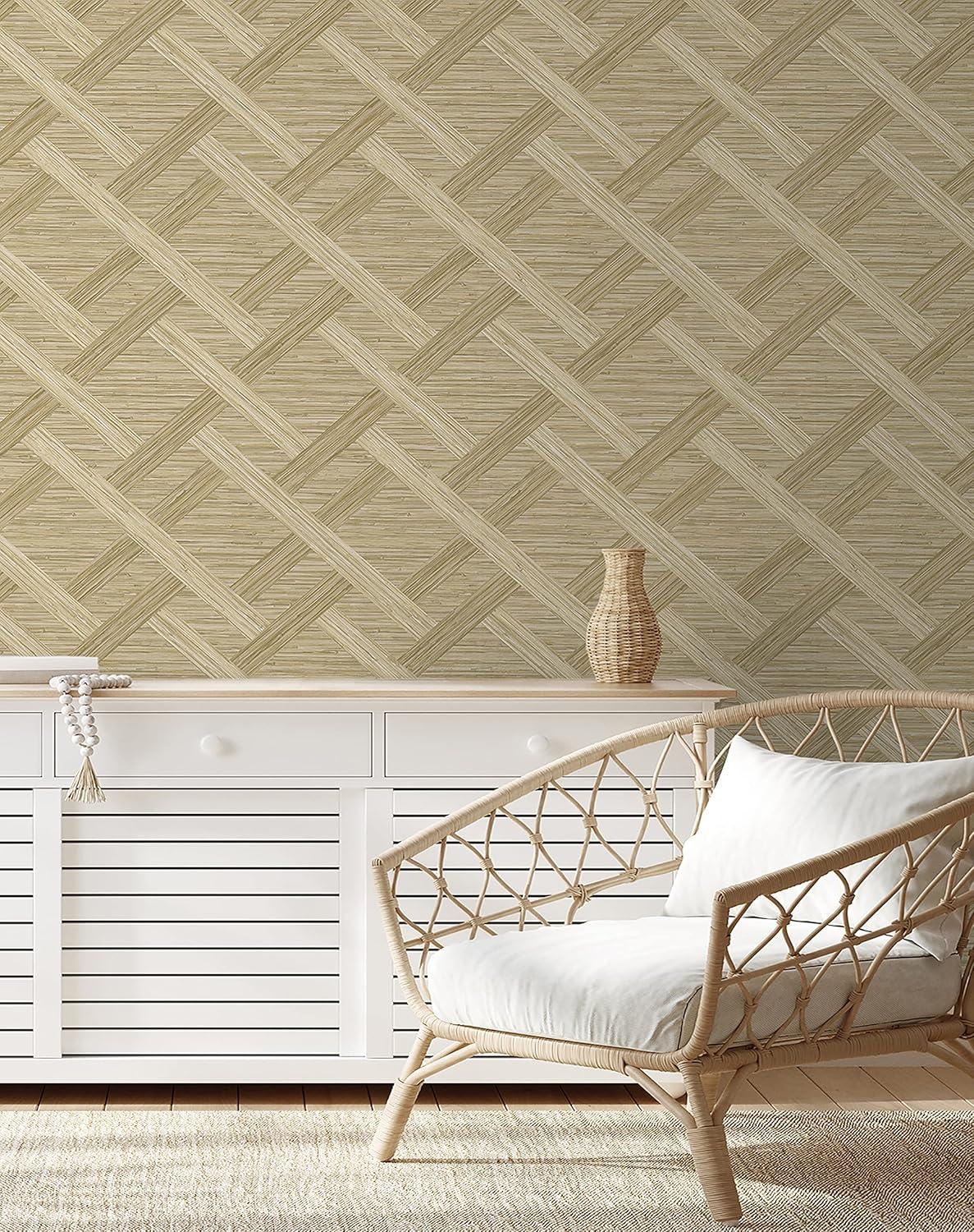 Java Weave Brown Faux Grasscloth Peel and Stick Wallpaper