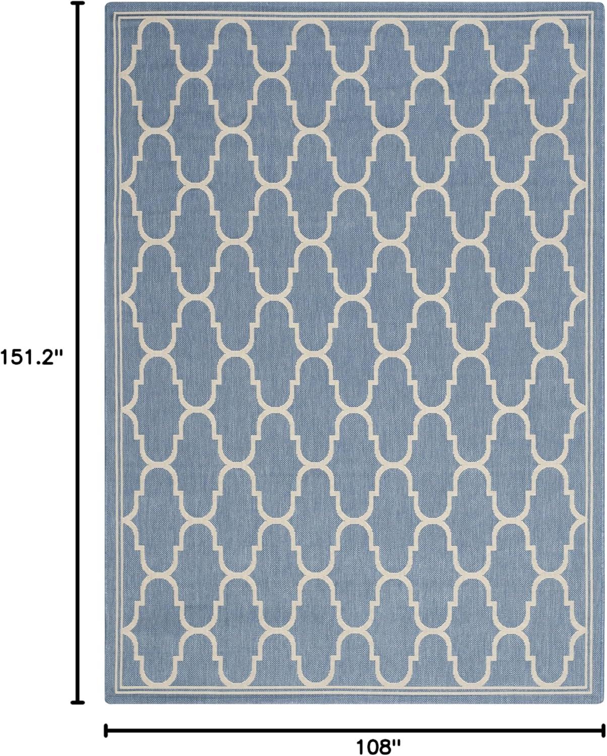 Courtyard CY6016 Power Loomed Indoor and Outdoor Area Rug - Blue/Beige - 9'x12'6" - Safavieh