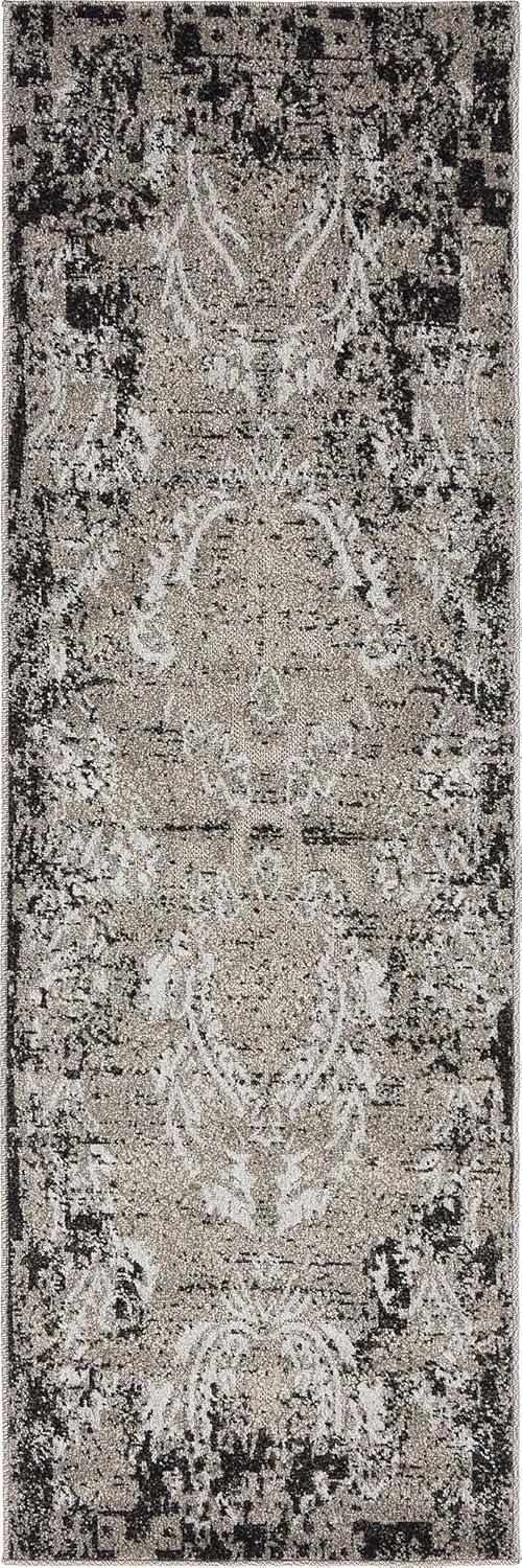 Unique Loom 2' 0 x 6' 1 Runner Light Gray Outdoor Botanical Manchester Area Rug