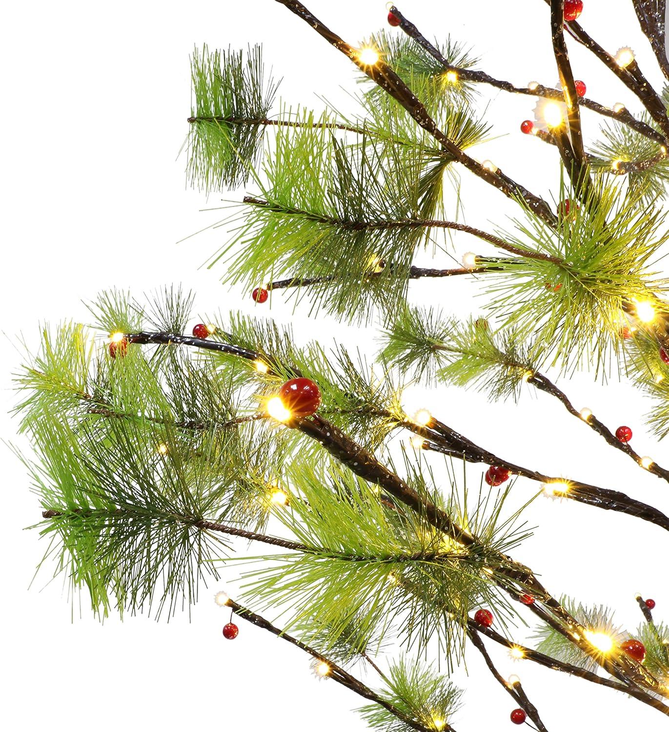 Puleo International 6 ft. Pre-Lit Twig Tree with 240 White LED Twinkle Lights