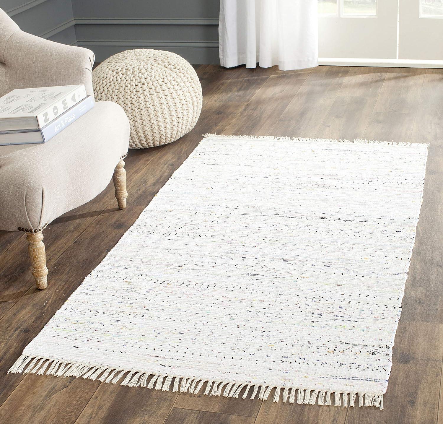Rag Rug RAR121 Hand Woven Indoor Accent Rug - 3'x5' - Ivory/Multi - Safavieh