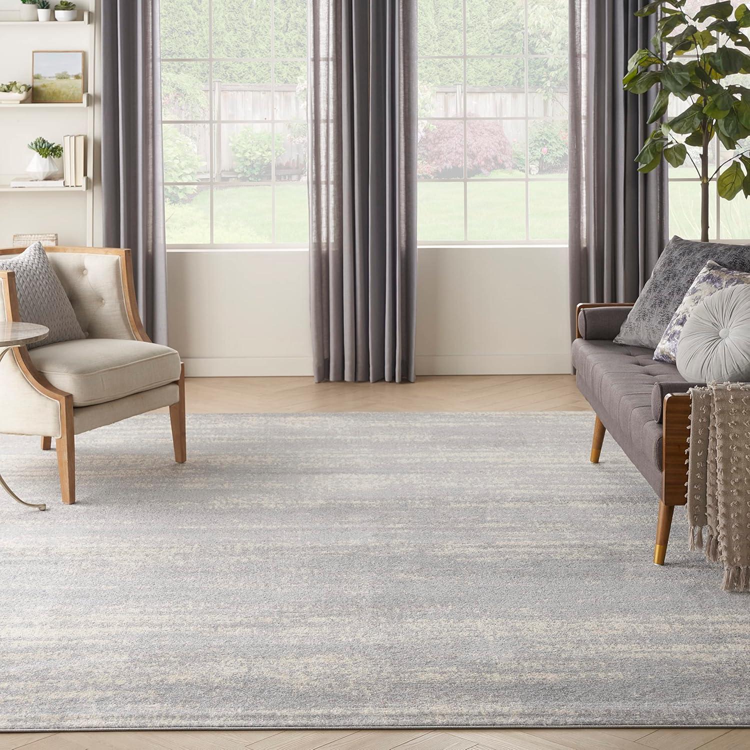 Nourison Essentials 10' x 14' Grey/Beige Modern Indoor/Outdoor Rug
