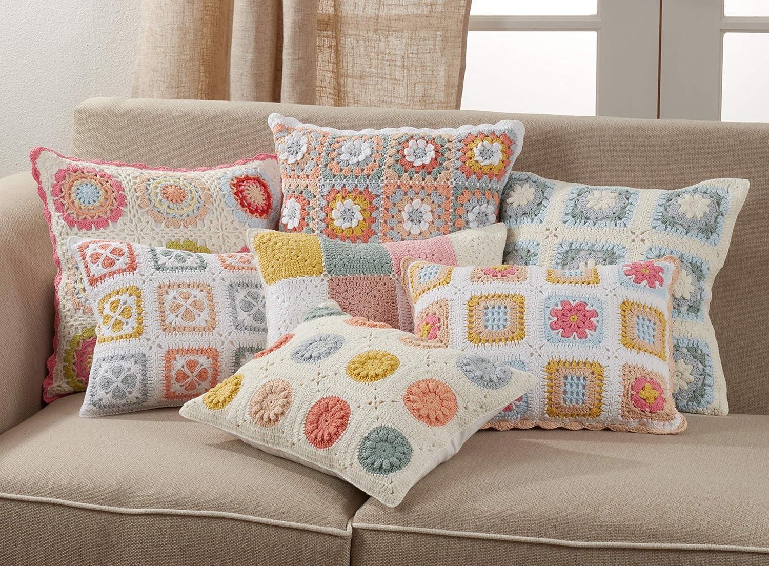 Multicolor Cotton Crochet Design Decorative Pillow Cover, 12" x 16"