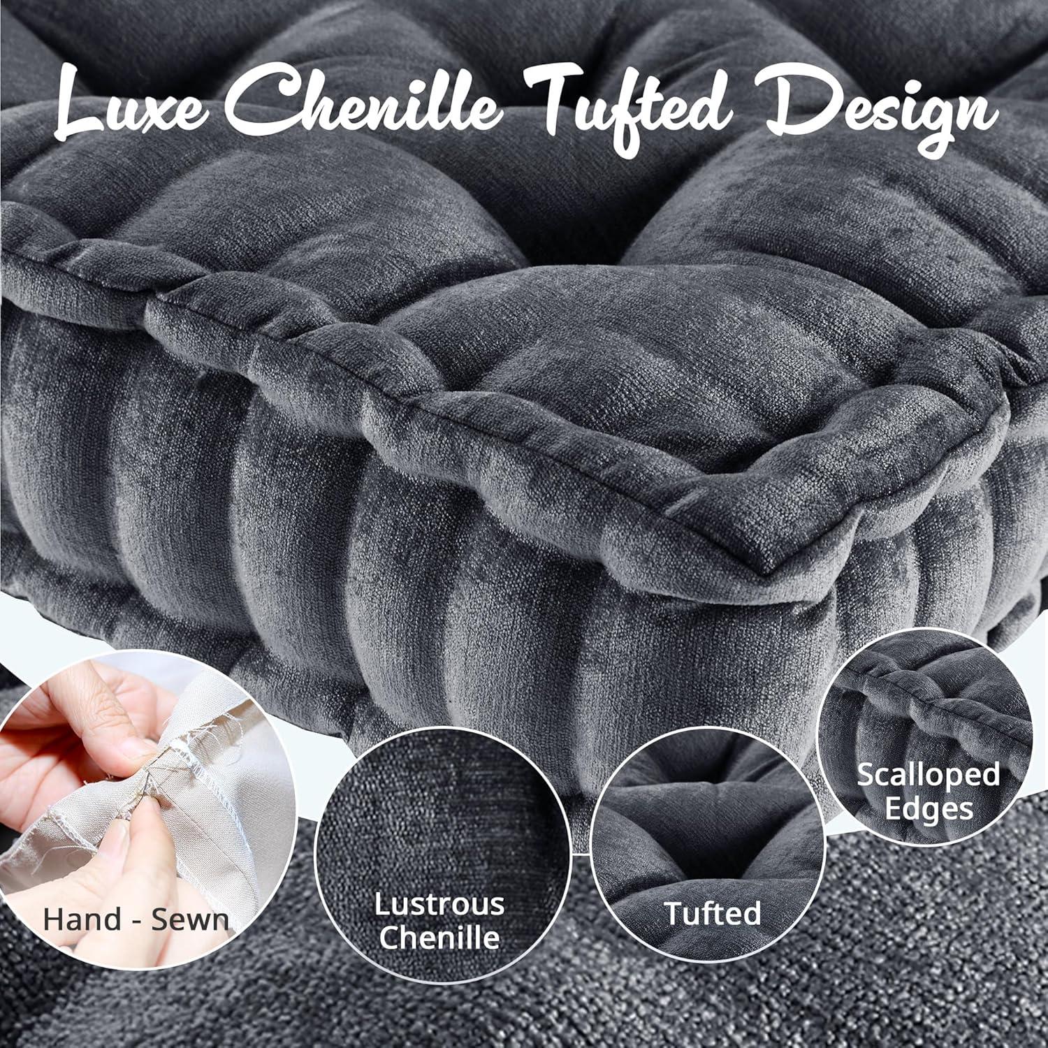 Intelligent Design Azza Poly Chenille Square Floor Pillow Cushion