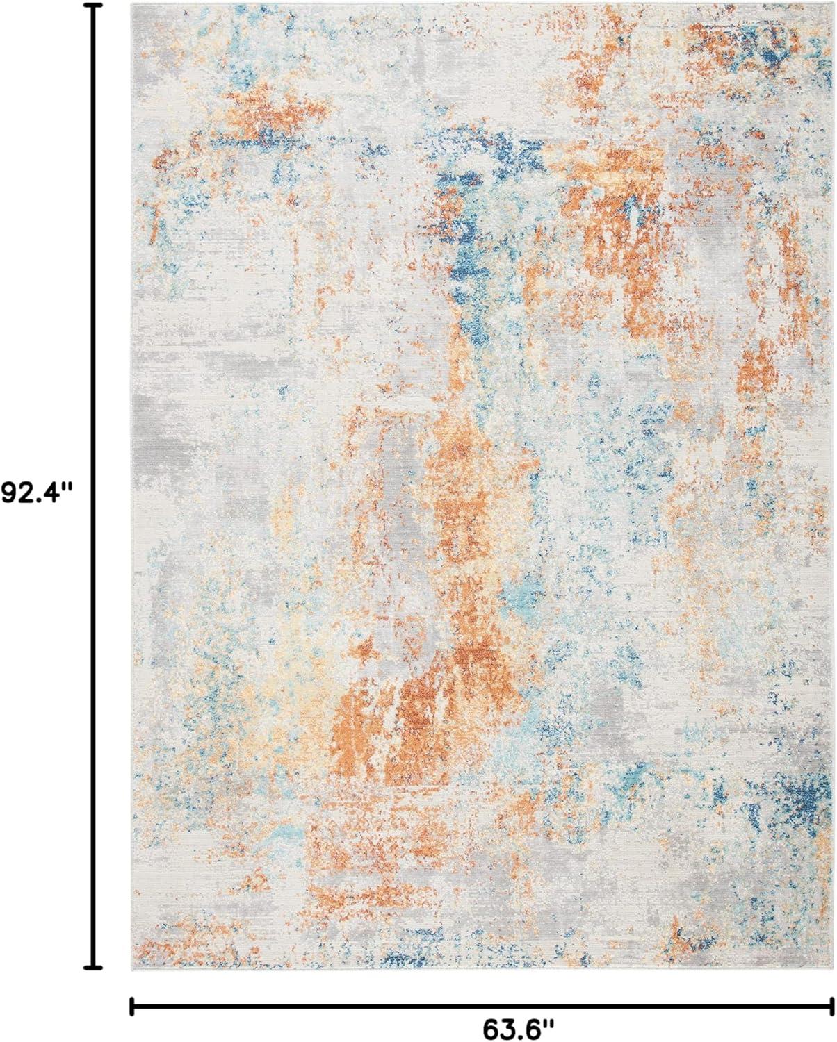 Aria ARA581 Power Loomed Indoor Area Rug - Ivory/Rust - 5'3"x7'7" - Safavieh