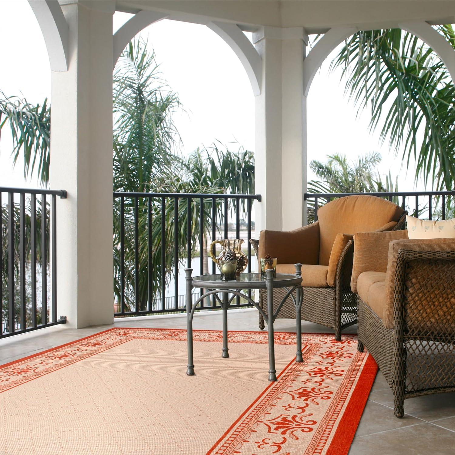 Courtyard CY0901 Power Loomed Indoor and Outdoor Area Rug - Natural/Terra - 9'x12' - Safavieh