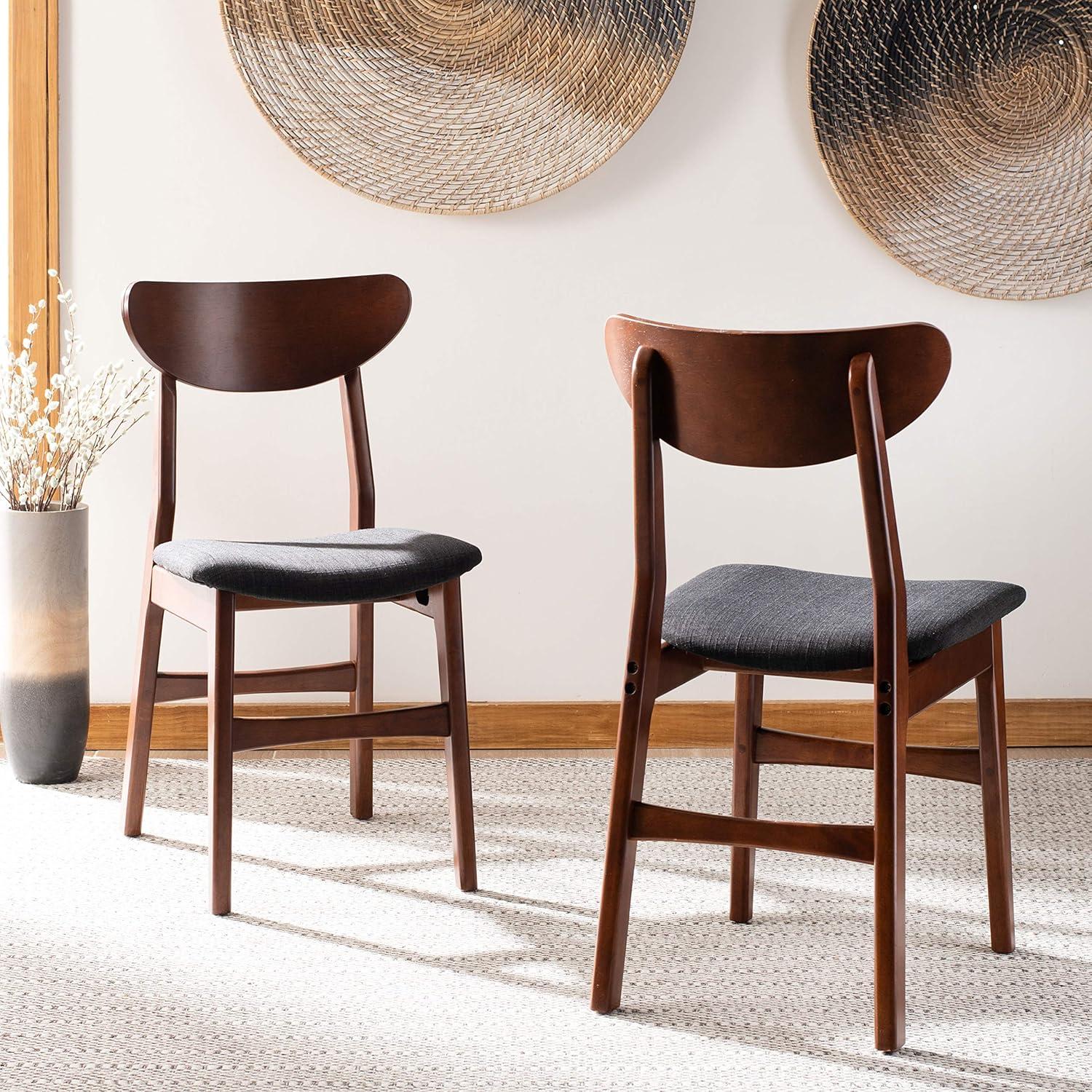 Lucca Retro Dining Chair (Set of 2) - DCH1001 - Walnut/Black - Safavieh