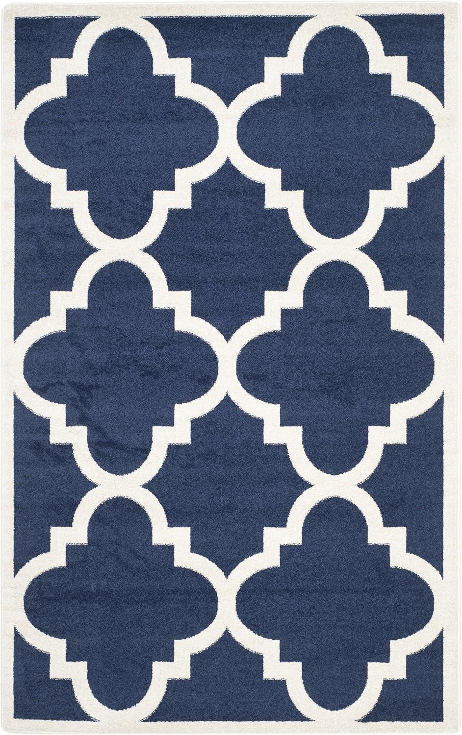 Amherst AMT423 Power Loomed Indoor Area Rug - Navy/Beige - 9'x12' - Safavieh