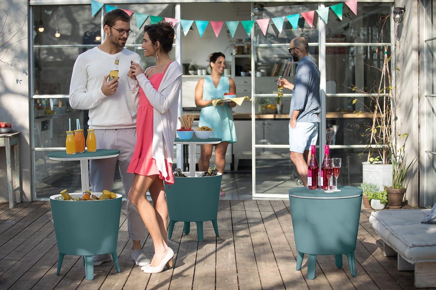 Teal 7.5 Gallon Cool Bar and Side Table