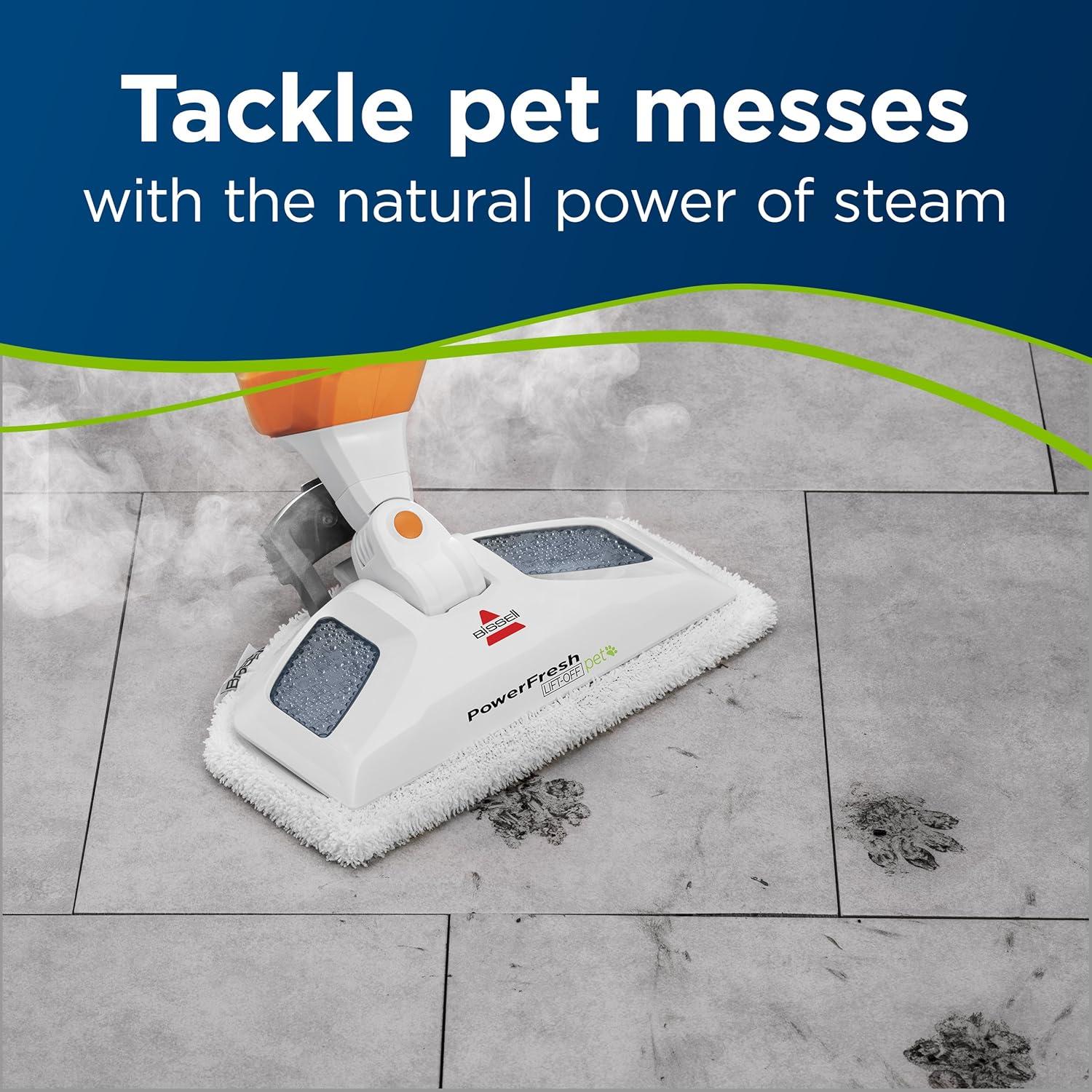 BISSELL 1544A BISSELL PowerFresh Lift-Off Pet Steam Mop, Steamer, Tile, Bathroom, Hard Wood Floor Cleaner, 1544A, Orange
