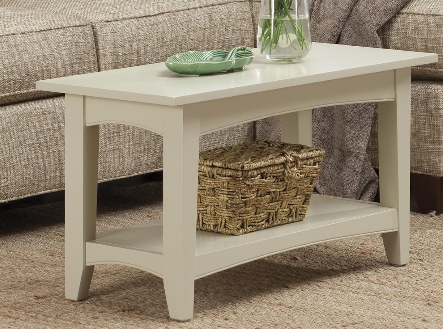 Shaker Cottage Bench with Shelf Sand - Alaterre Furniture: Hardwood Entryway Storage, Unupholstered Hallway Seat