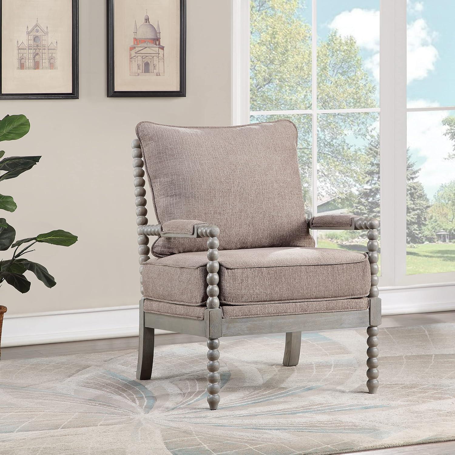 OSP Home Furnishings Abbott Chair in Dolphin Fabric with Brushed Grey Base K/D