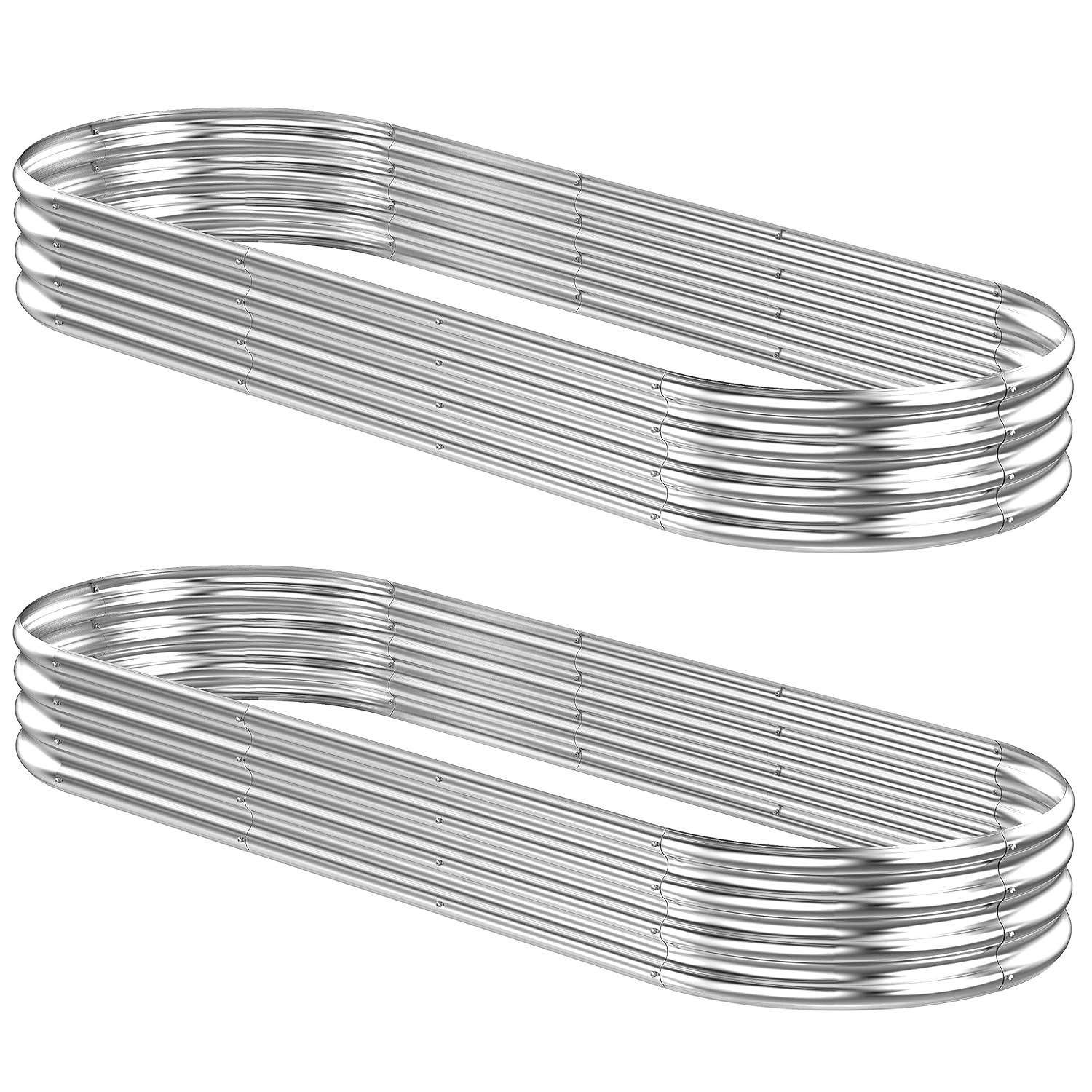 2 Pcs 9 x 3 x 1 FT Galvanized Steel Raised Garden Bed, Large Galvanized Steel Outdoor Planter Box for for Easy to DIY and Clean - Raised Garden Beds Outdoor for backyards, terraces and Balconies