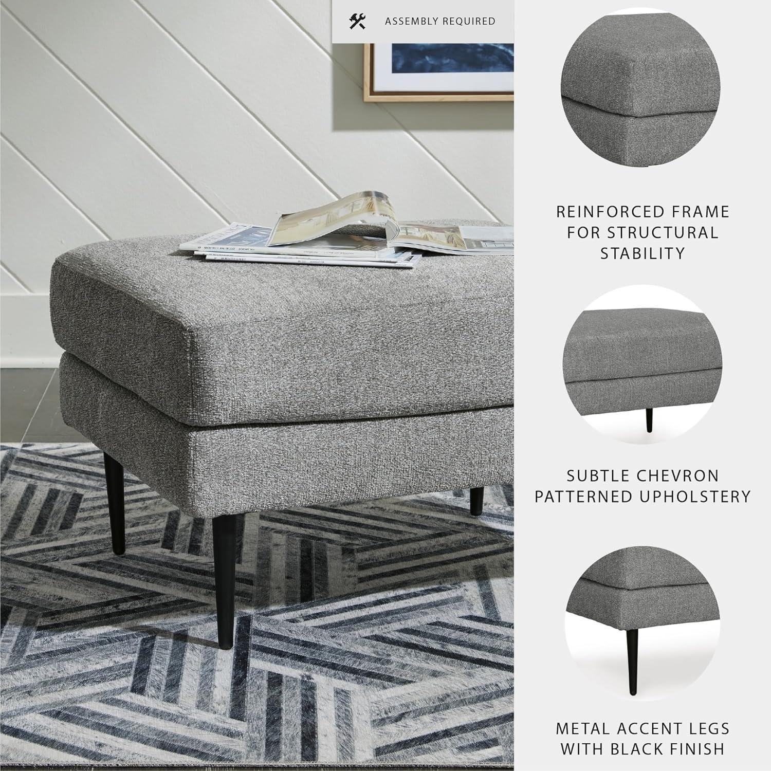 Signature Design by Ashley Contemporary Hazela Ottoman Chenille Charcoal